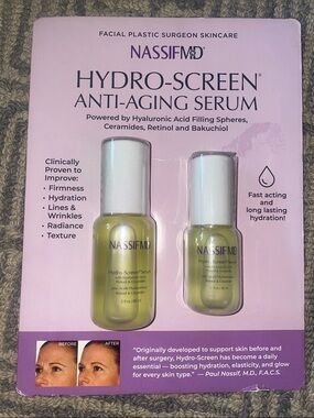 BN sealed NassifMD Hydro-Screen Anti-Aging Serum in 2 Oz & 1 Oz bottle